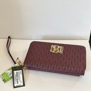 NWT Badgley Mischka Long Wallet Phone Pocket and detachable wristlet Plum $59